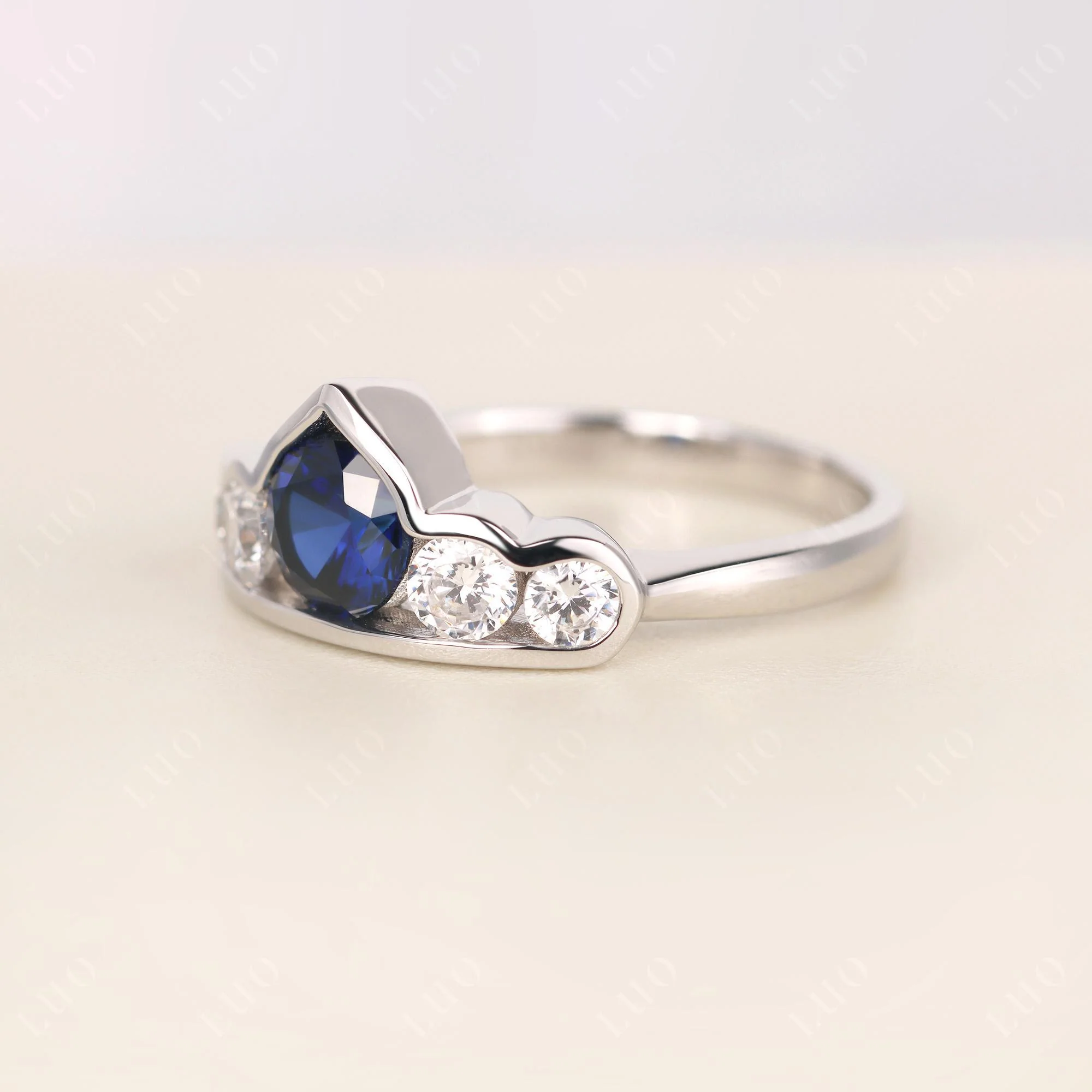 Sapphire Crown Wedding Ring - Image 2
