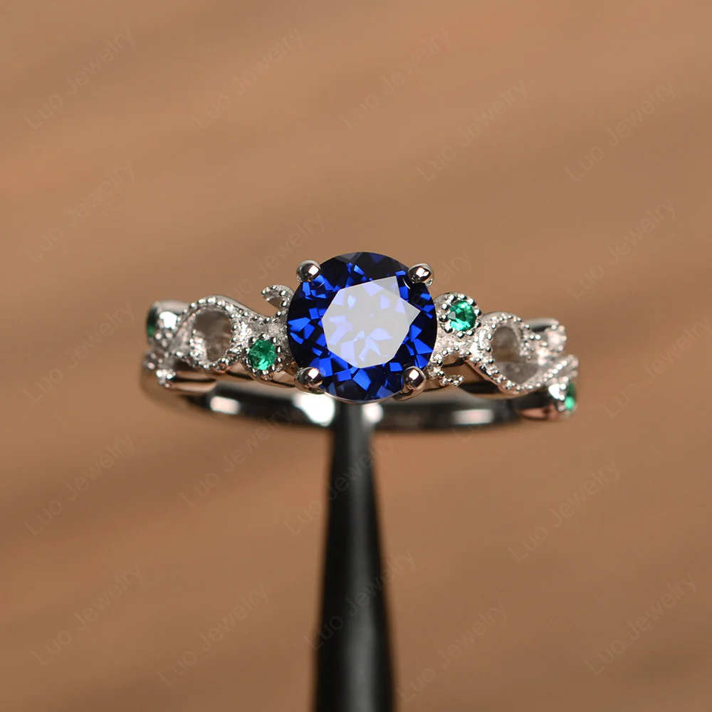 Sapphire Art Deco Engagement Ring - Image 2