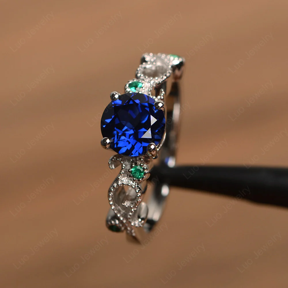 Sapphire Art Deco Engagement Ring - Image 3