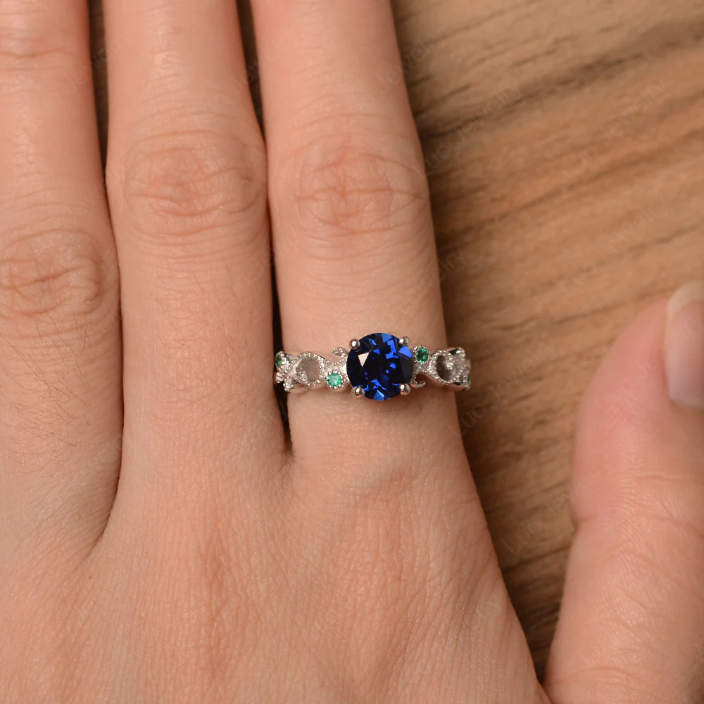 Sapphire Art Deco Engagement Ring - Image 5