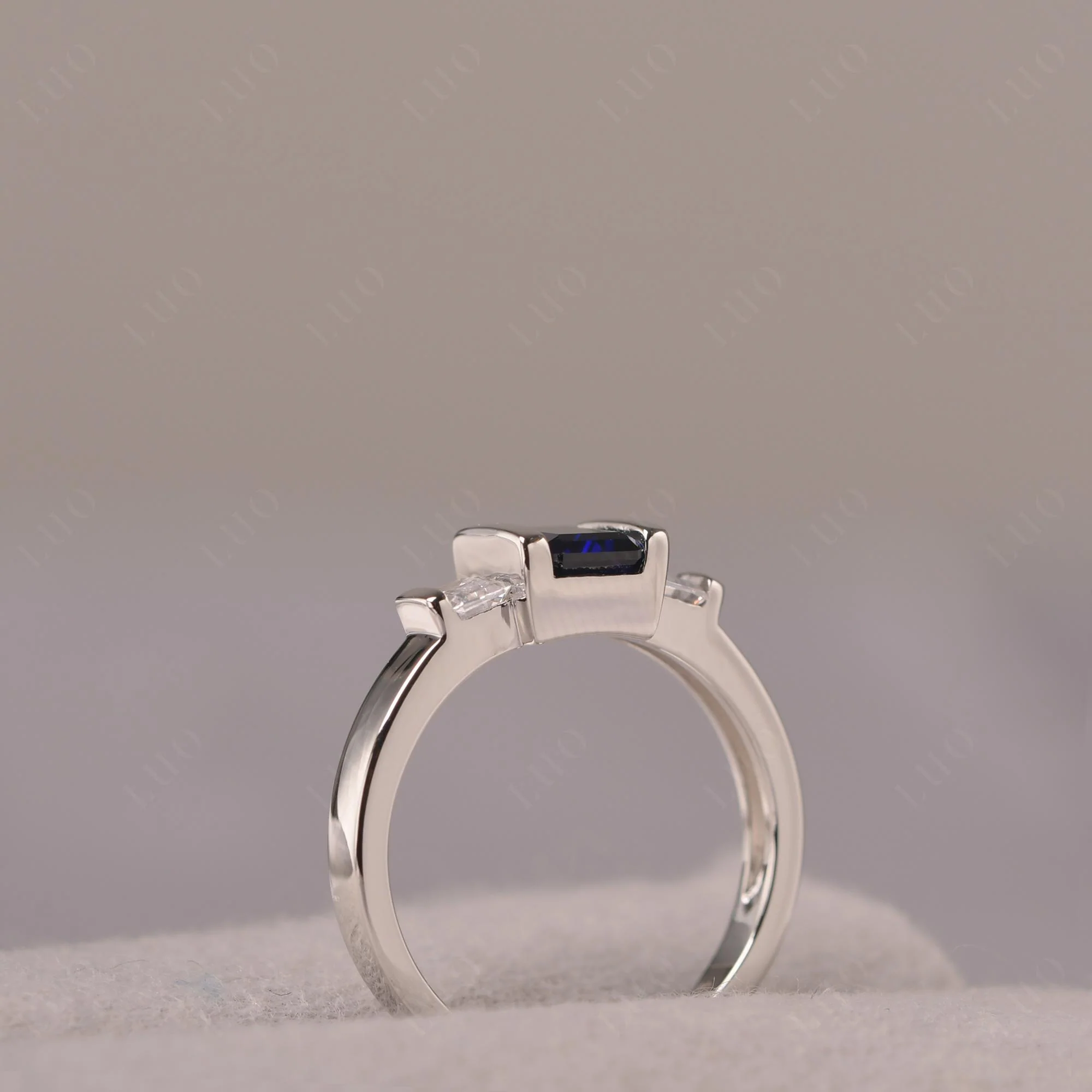 Vintage Sapphire Bezel Emerald Cut Ring - Image 13