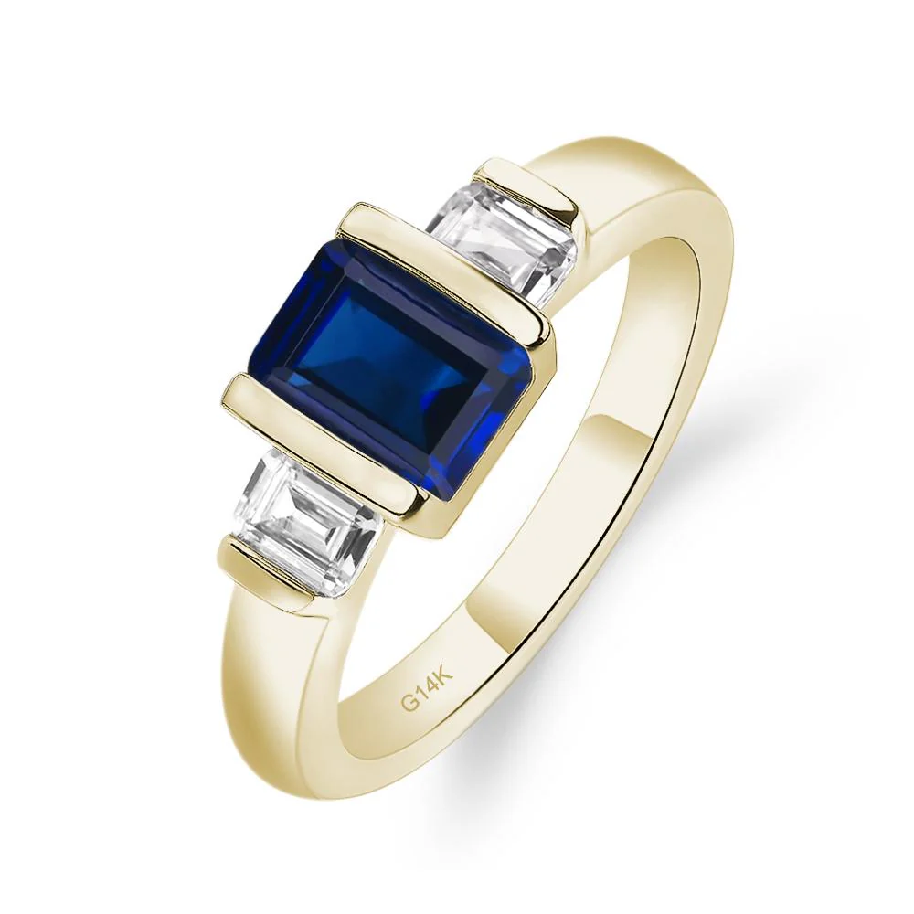 Vintage Sapphire Bezel Emerald Cut Ring - Image 4