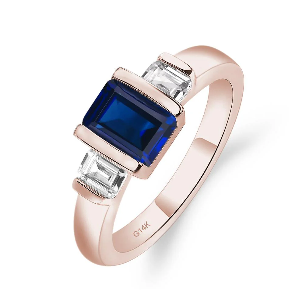 Vintage Sapphire Bezel Emerald Cut Ring - Image 5