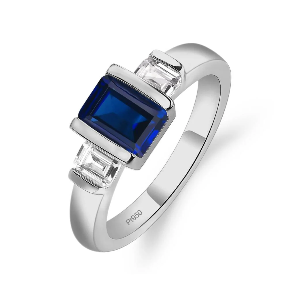 Vintage Sapphire Bezel Emerald Cut Ring - Image 6