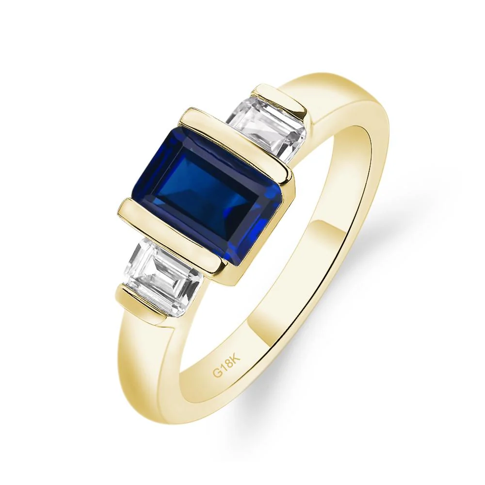 Vintage Sapphire Bezel Emerald Cut Ring - Image 8