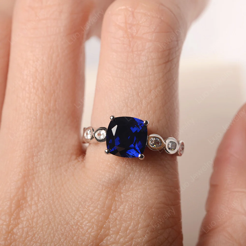 Cushion Cut Sapphire Infinity Ring - Image 5