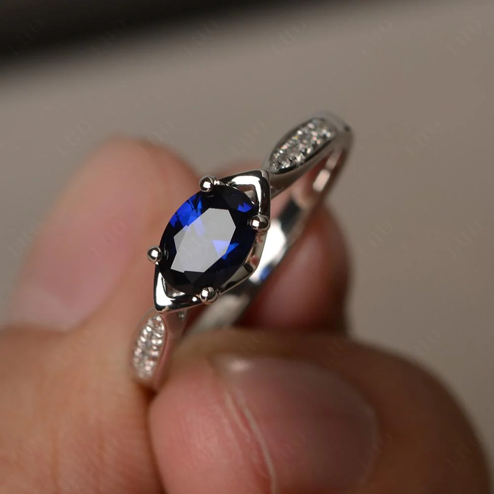 Sapphire Horizontal Oval Ring - Image 10