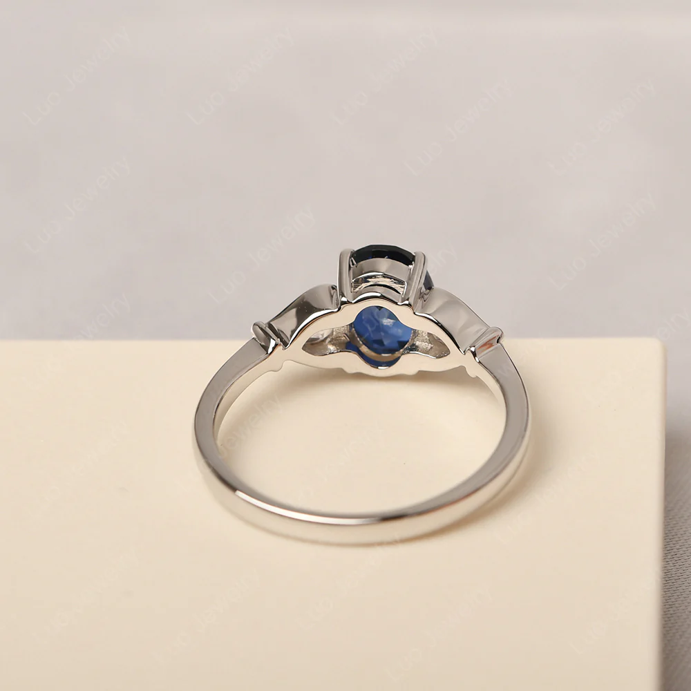 Sapphire Ring with Pear Side Stones - Image 3