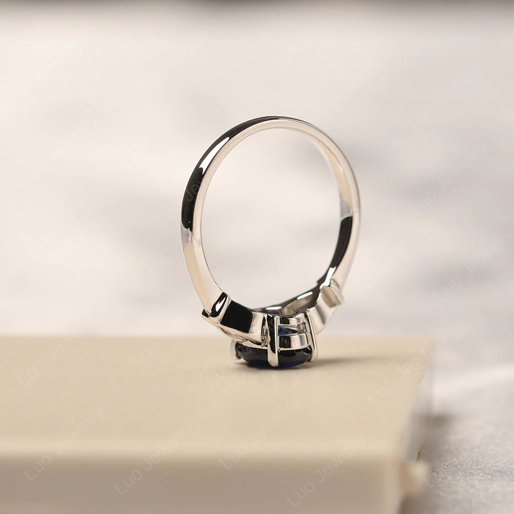 Sapphire Ring with Pear Side Stones - Image 4