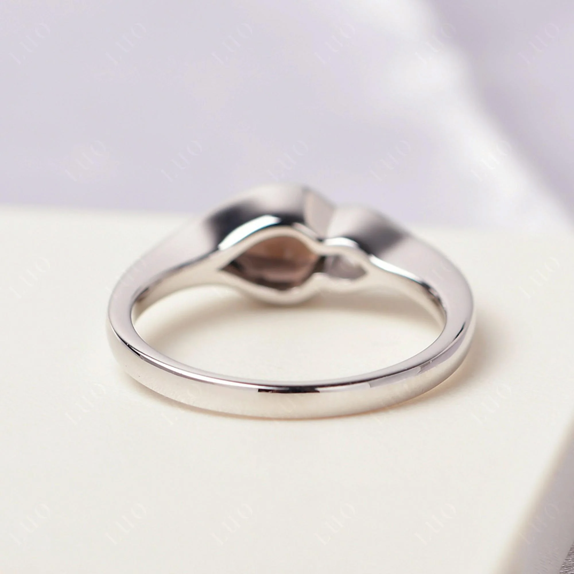 Smoky Quartz Bezel Pear Engagement Ring - Image 13