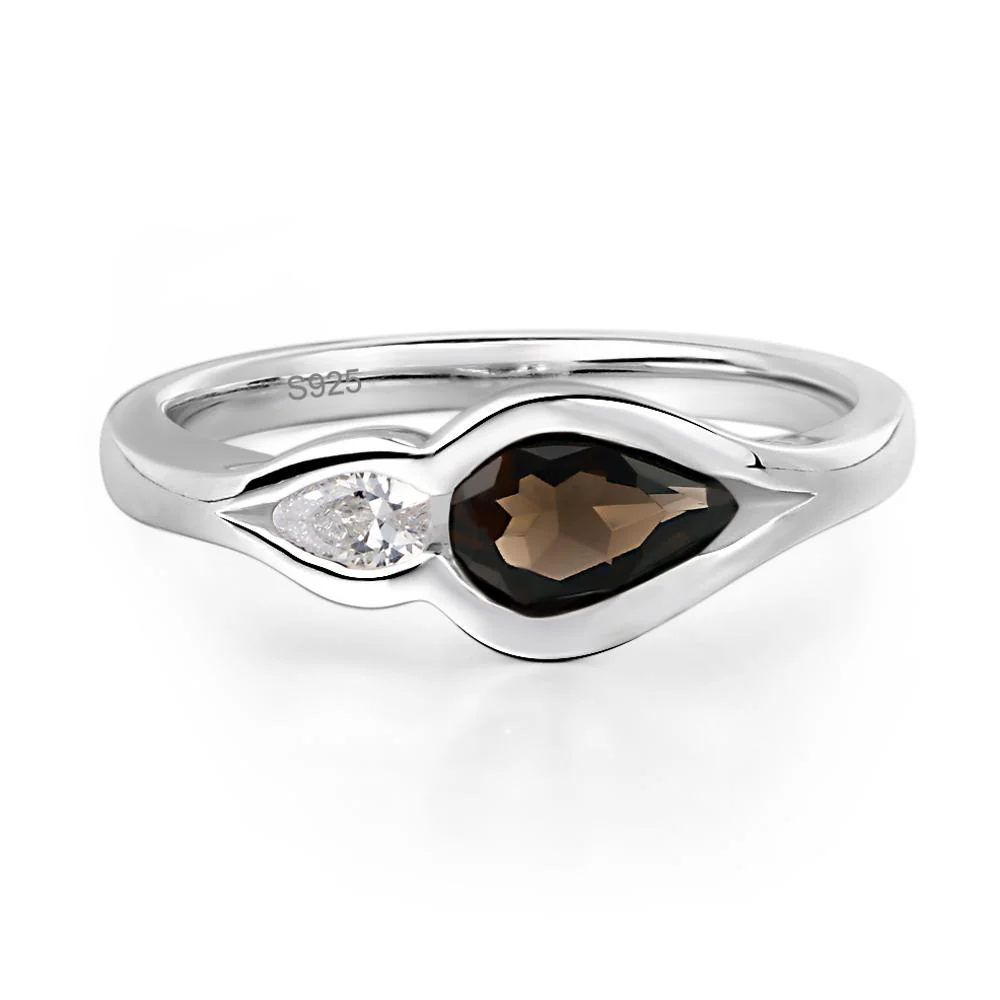 Smoky Quartz Bezel Pear Engagement Ring - Image 2