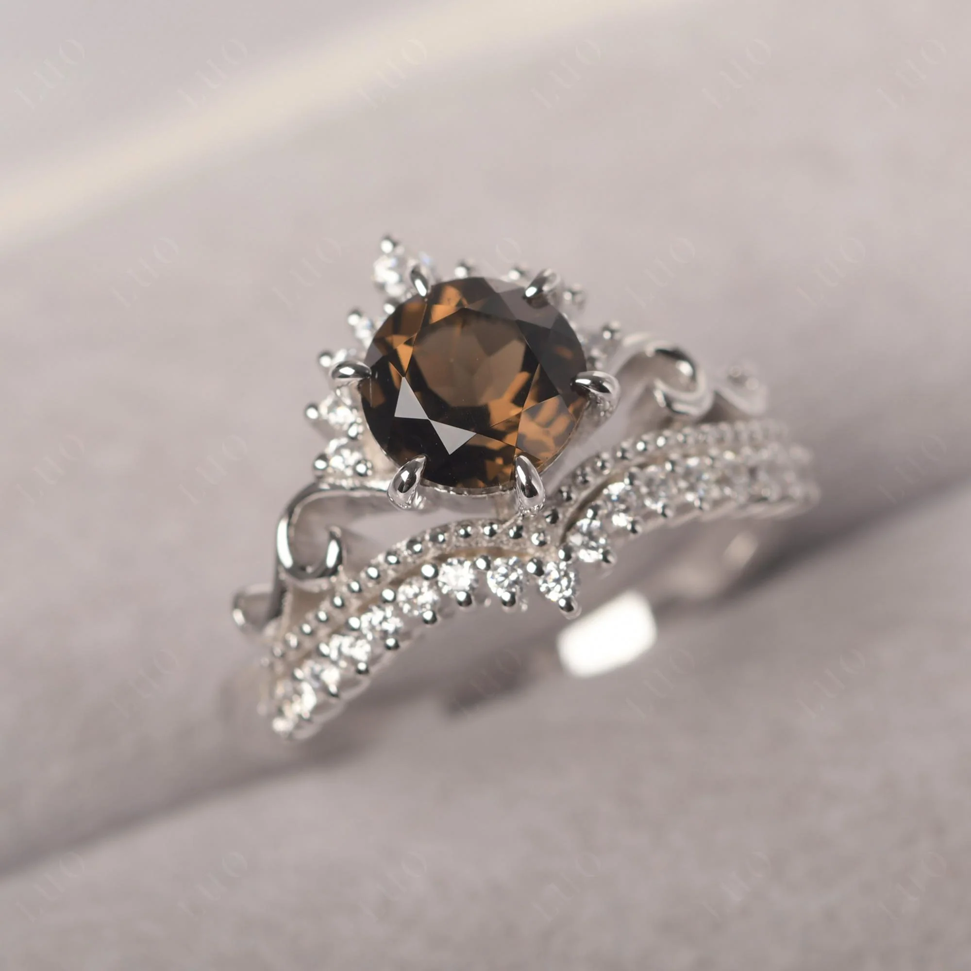 Vintage Smoky Quartz Cocktail Ring - Image 10