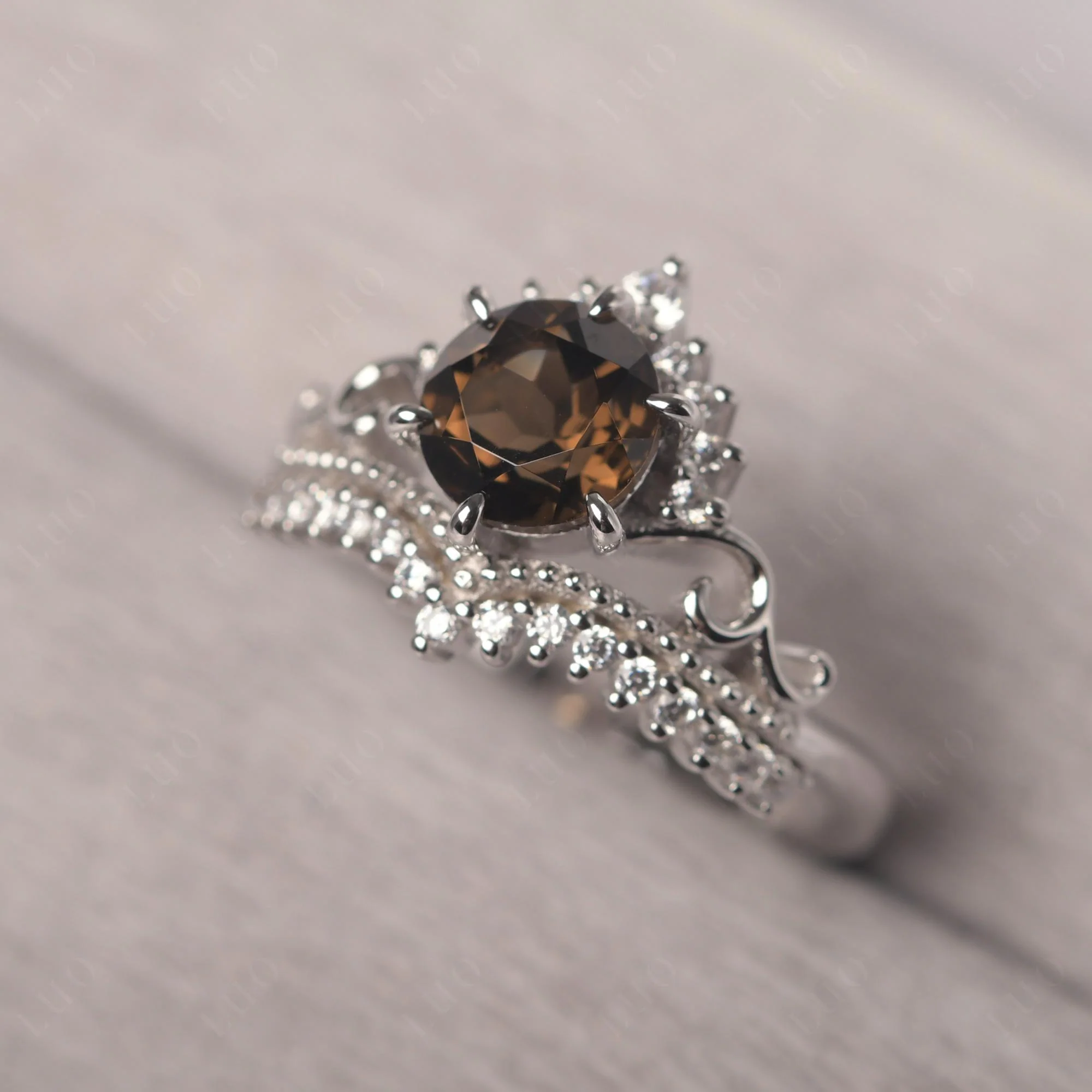 Vintage Smoky Quartz Cocktail Ring - Image 11