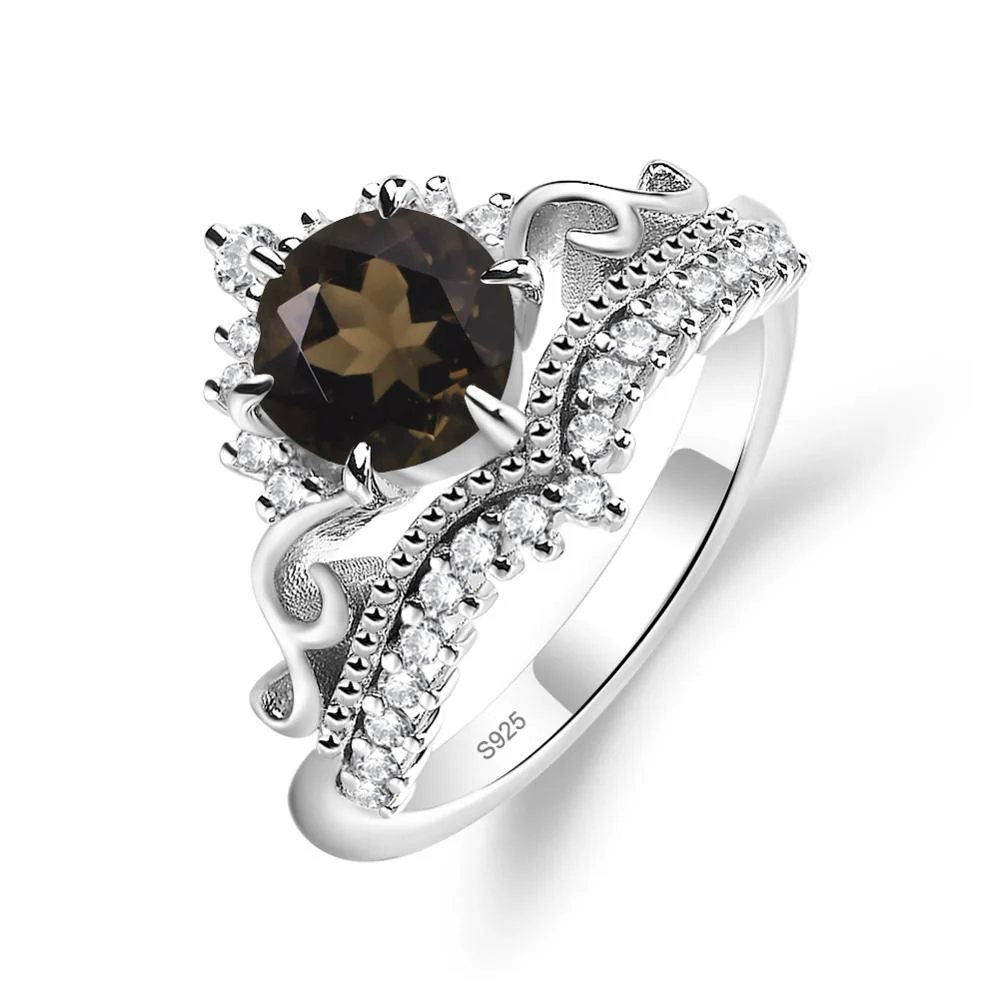 Vintage Smoky Quartz Cocktail Ring - Image 2