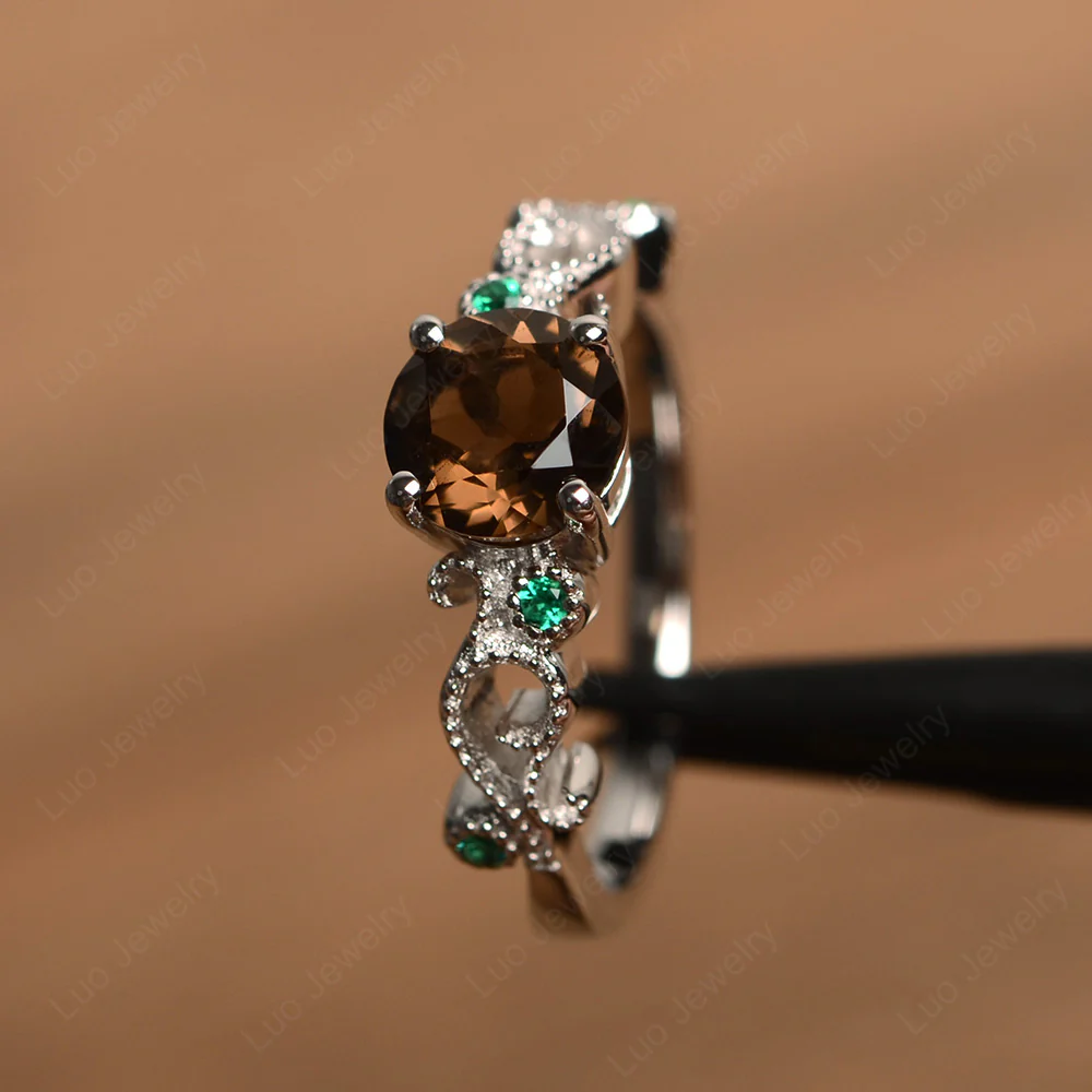 Smoky Quartz Art Deco Engagement Ring - Image 3