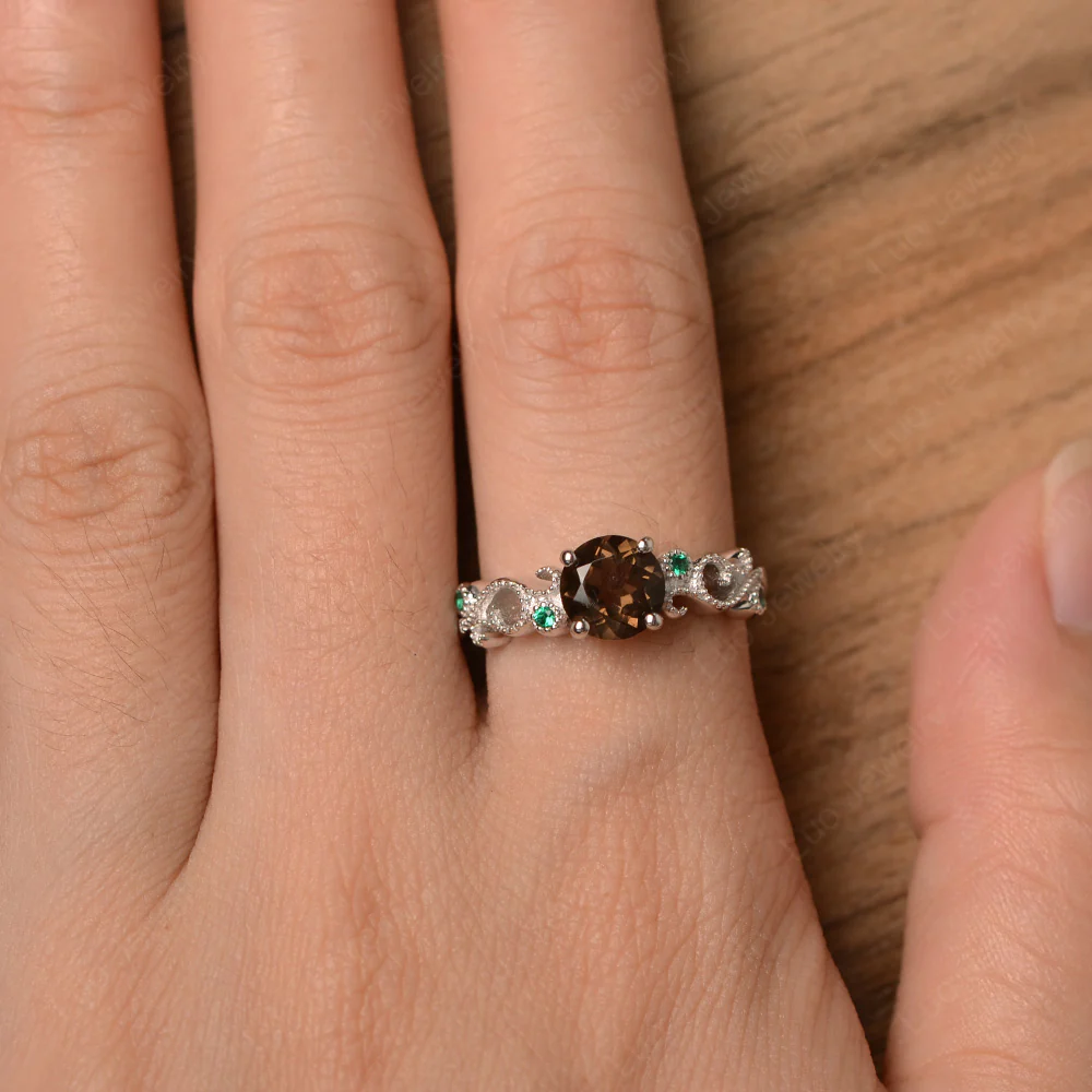 Smoky Quartz Art Deco Engagement Ring - Image 5