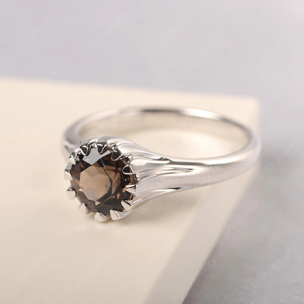 Flame Inspired Smoky Quartz Solitaire Ring - Image 2