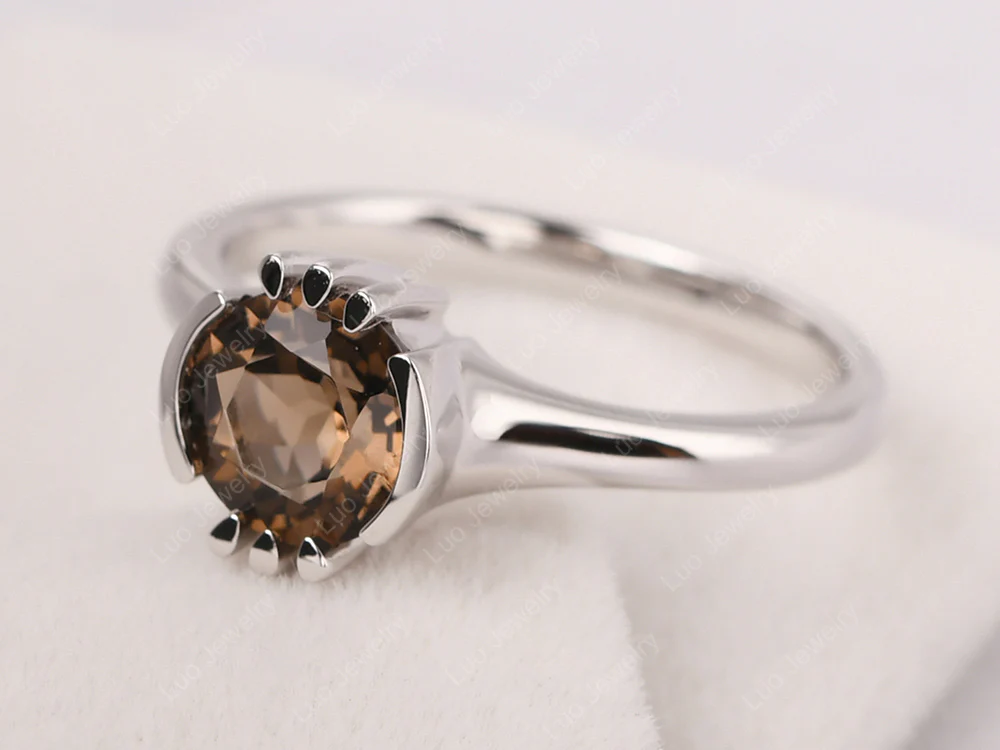 Unique Smoky Quartz Solitaire Ring - Image 2
