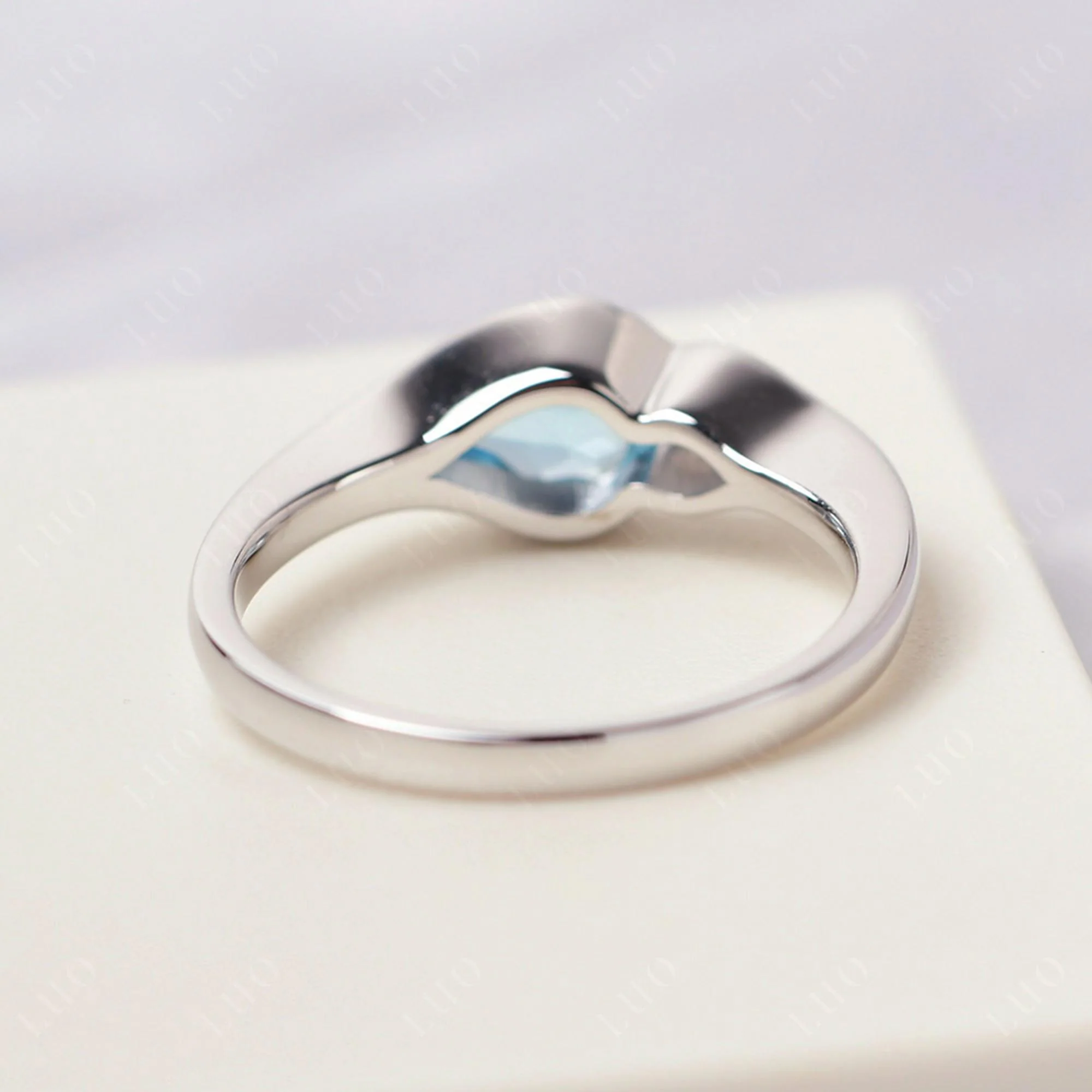 Swiss Blue Topaz Two Stone Wedding Ring - Image 12