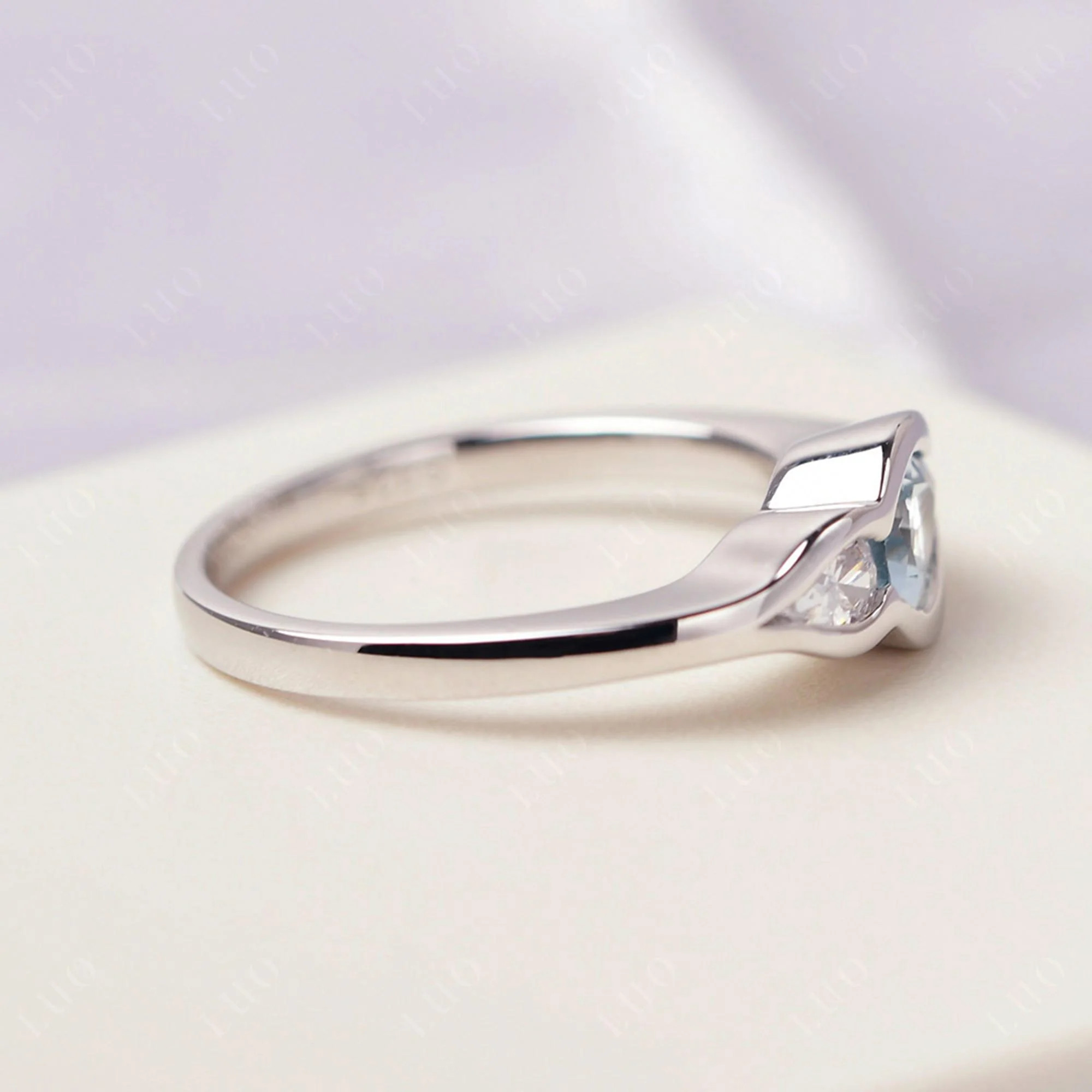 Swiss Blue Topaz Two Stone Wedding Ring - Image 13