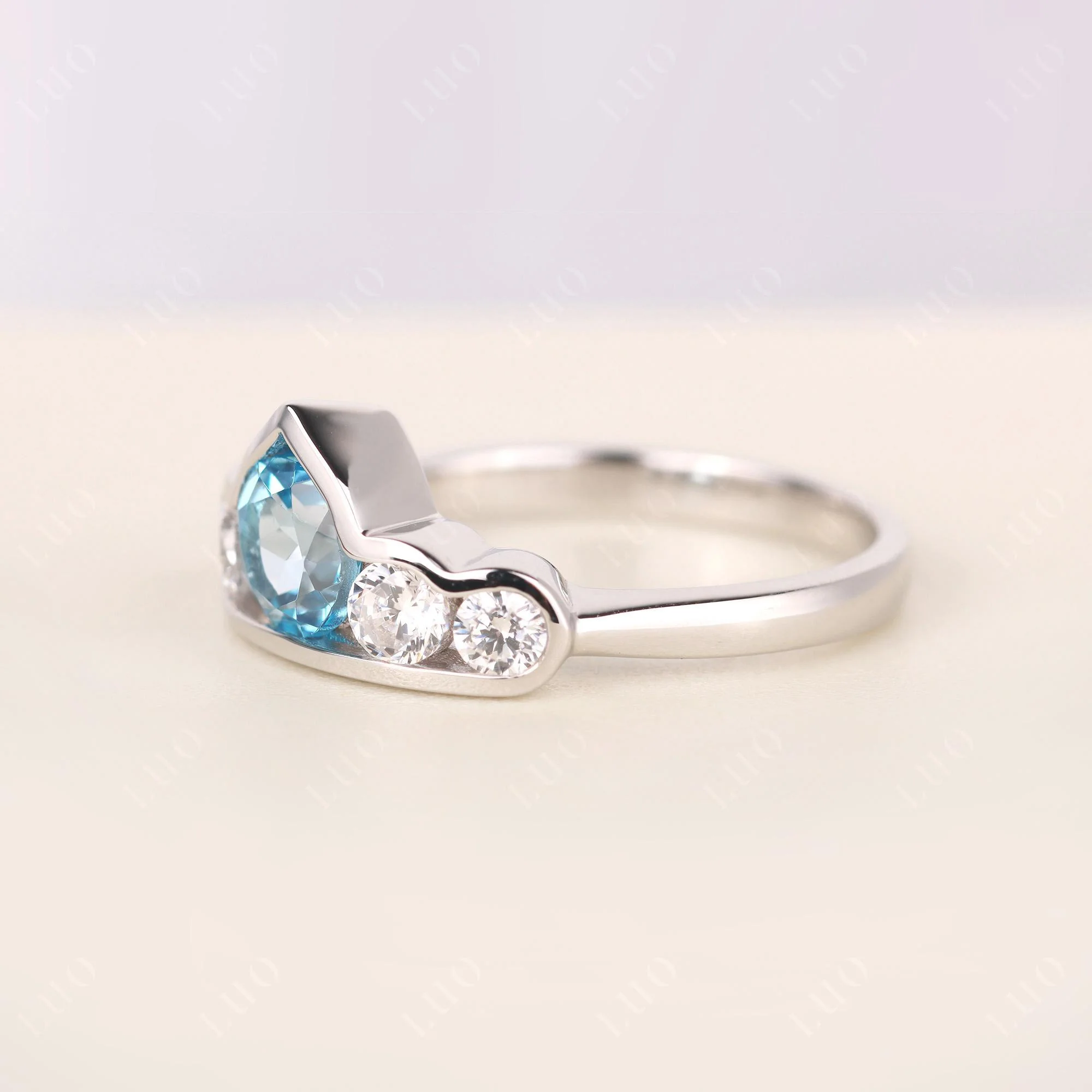 Swiss Blue Topaz Crown Ring - Image 2
