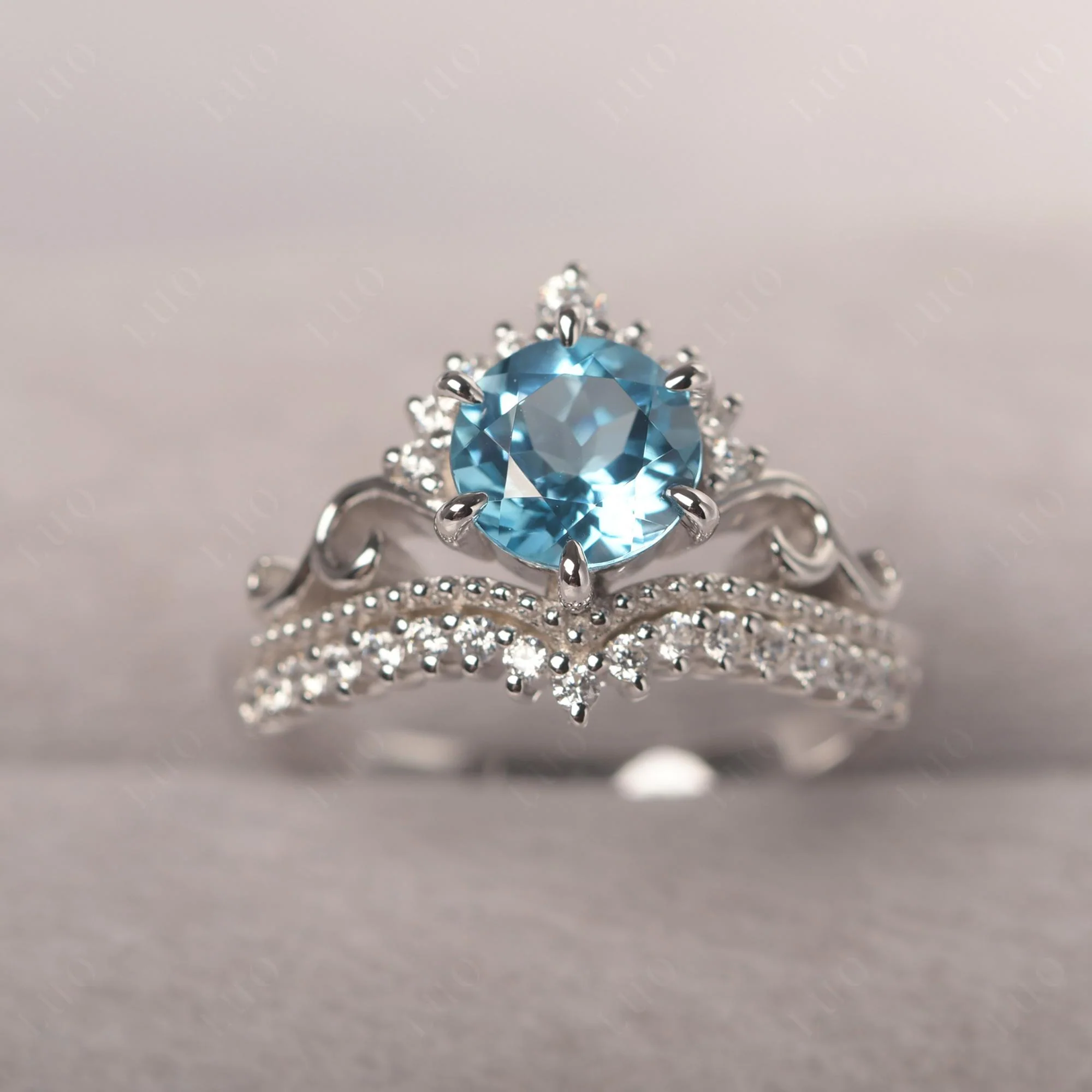 Swiss Blue Topaz Tiara Promise Ring - Image 11