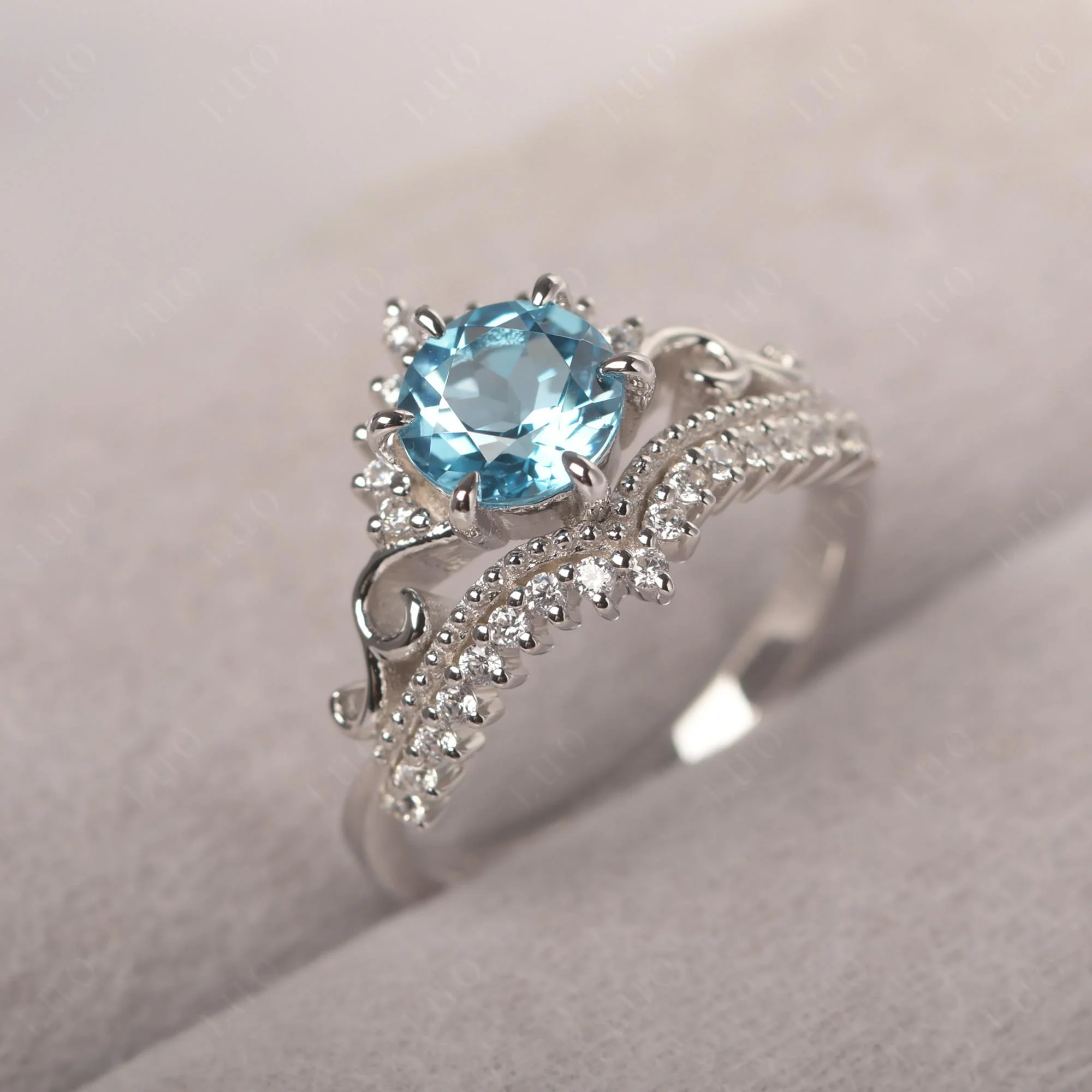 Swiss Blue Topaz Tiara Promise Ring - Image 12
