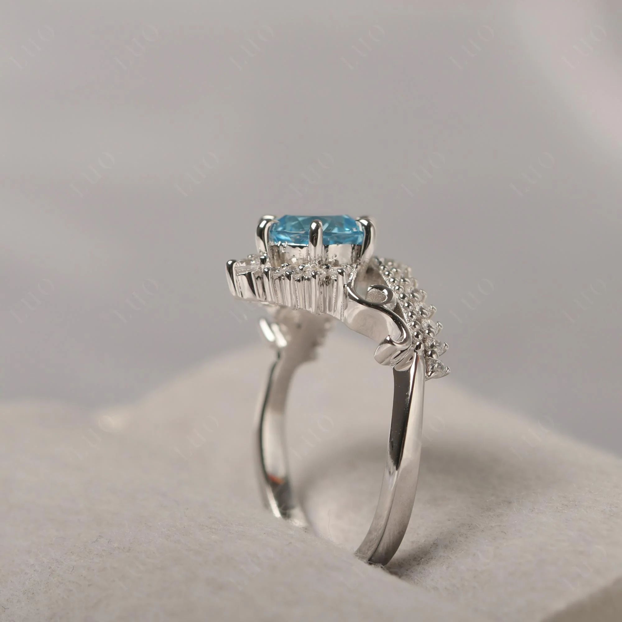 Swiss Blue Topaz Tiara Promise Ring - Image 14