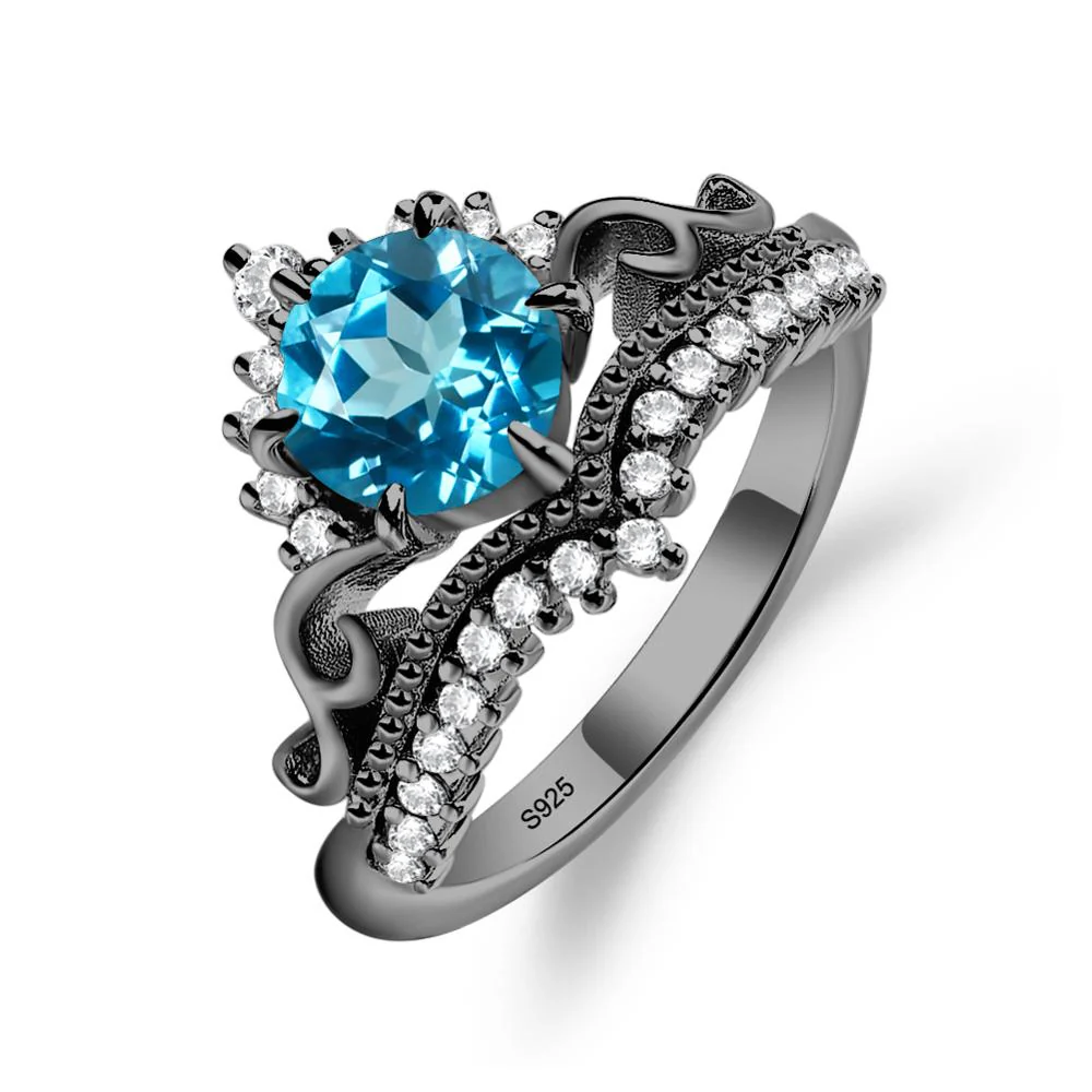 Swiss Blue Topaz Tiara Promise Ring - Image 2