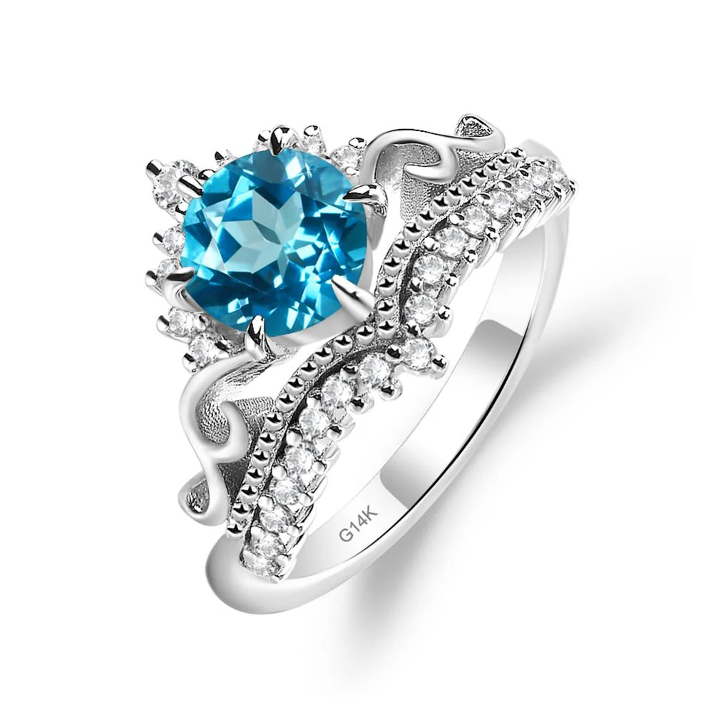 Swiss Blue Topaz Tiara Promise Ring - Image 3