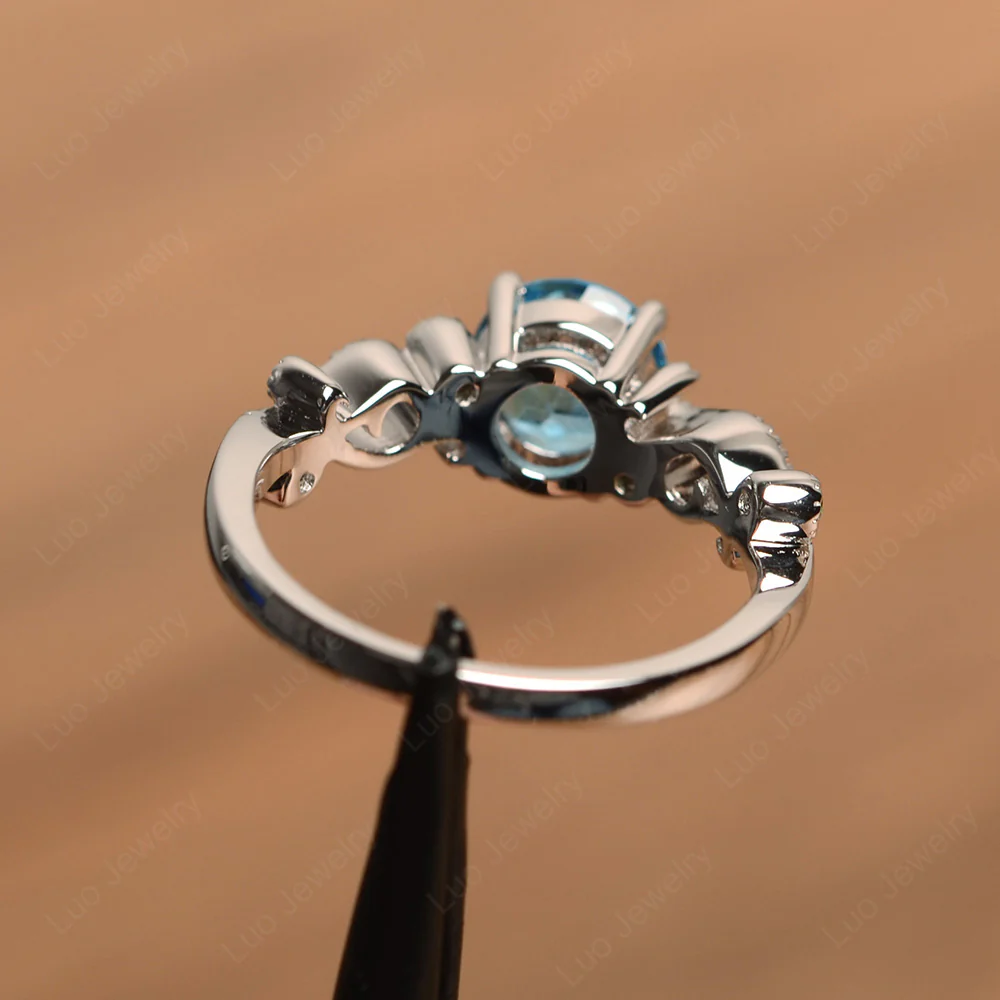 Vintage Swiss Blue Topaz Ring Art Deco - Image 4