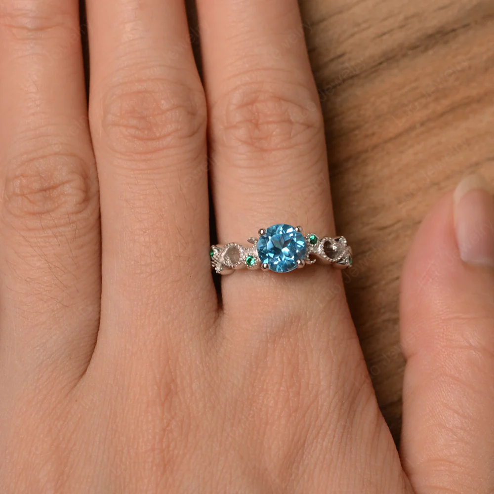 Vintage Swiss Blue Topaz Ring Art Deco - Image 5