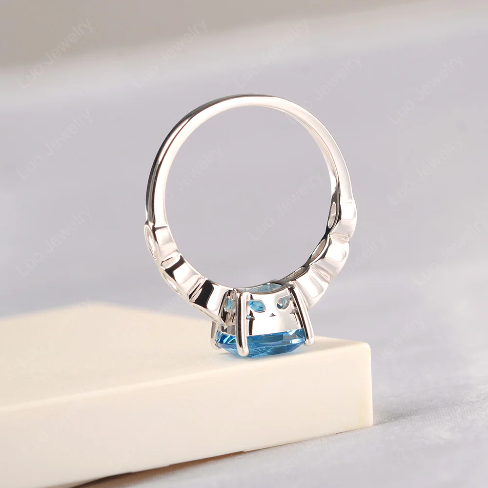 Cushion Cut Swiss Blue Topaz Infinity Ring - Image 4