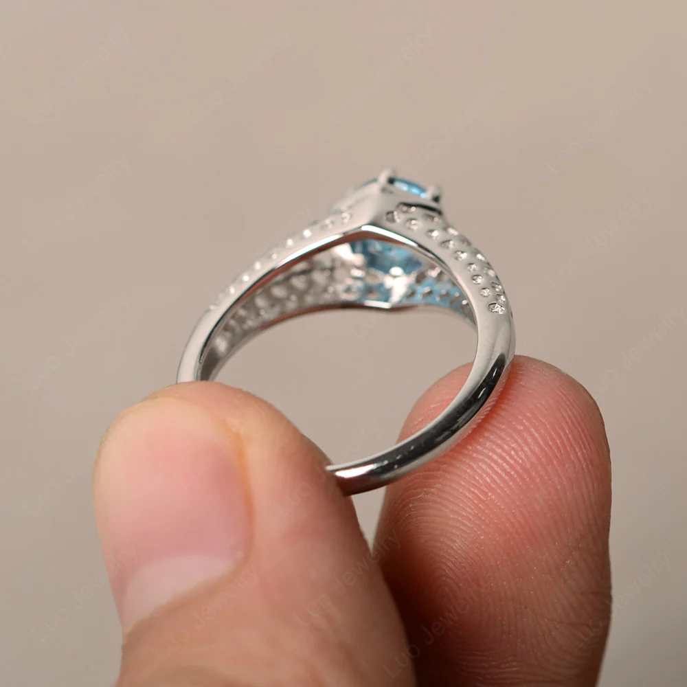 Swiss Blue Topaz Hollow Out Ring - Image 2