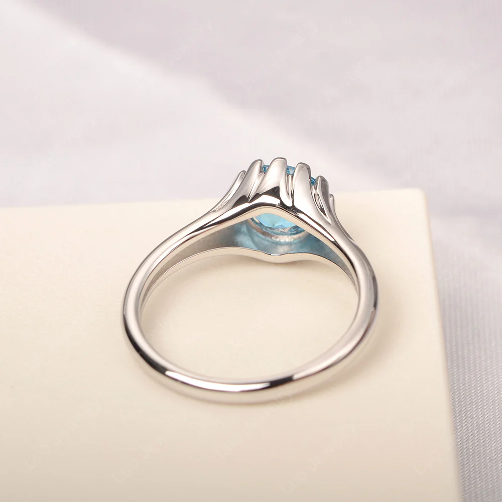 Swiss Blue Topaz Claw Prong Ring - Image 3