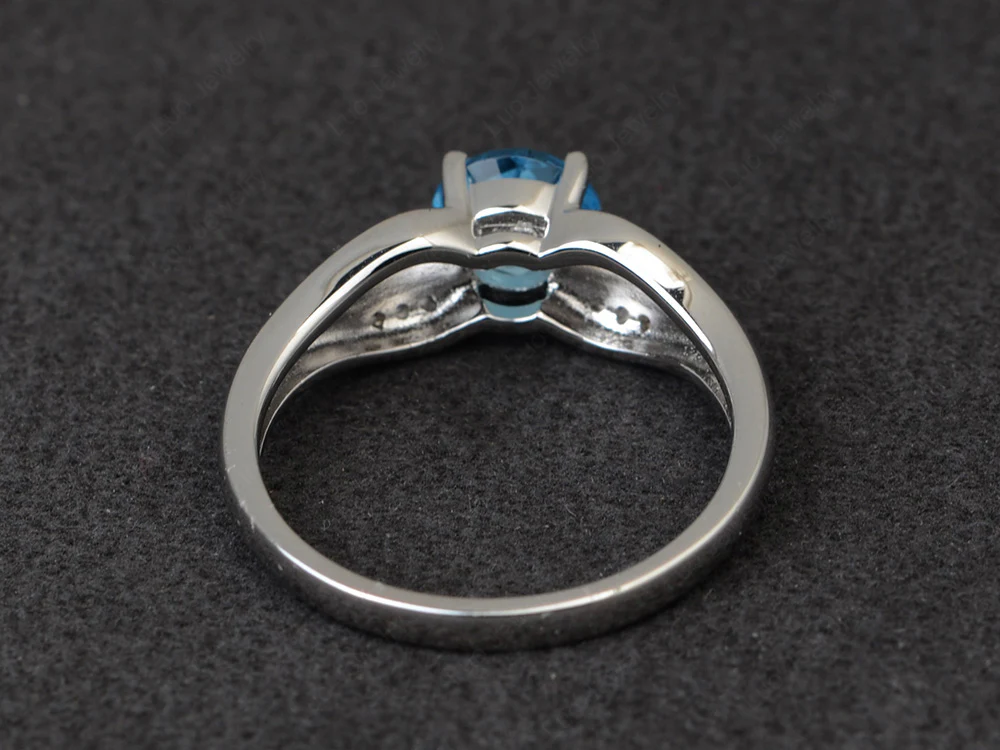 Swiss Blue Topaz Antique Engagement Ring - Image 3