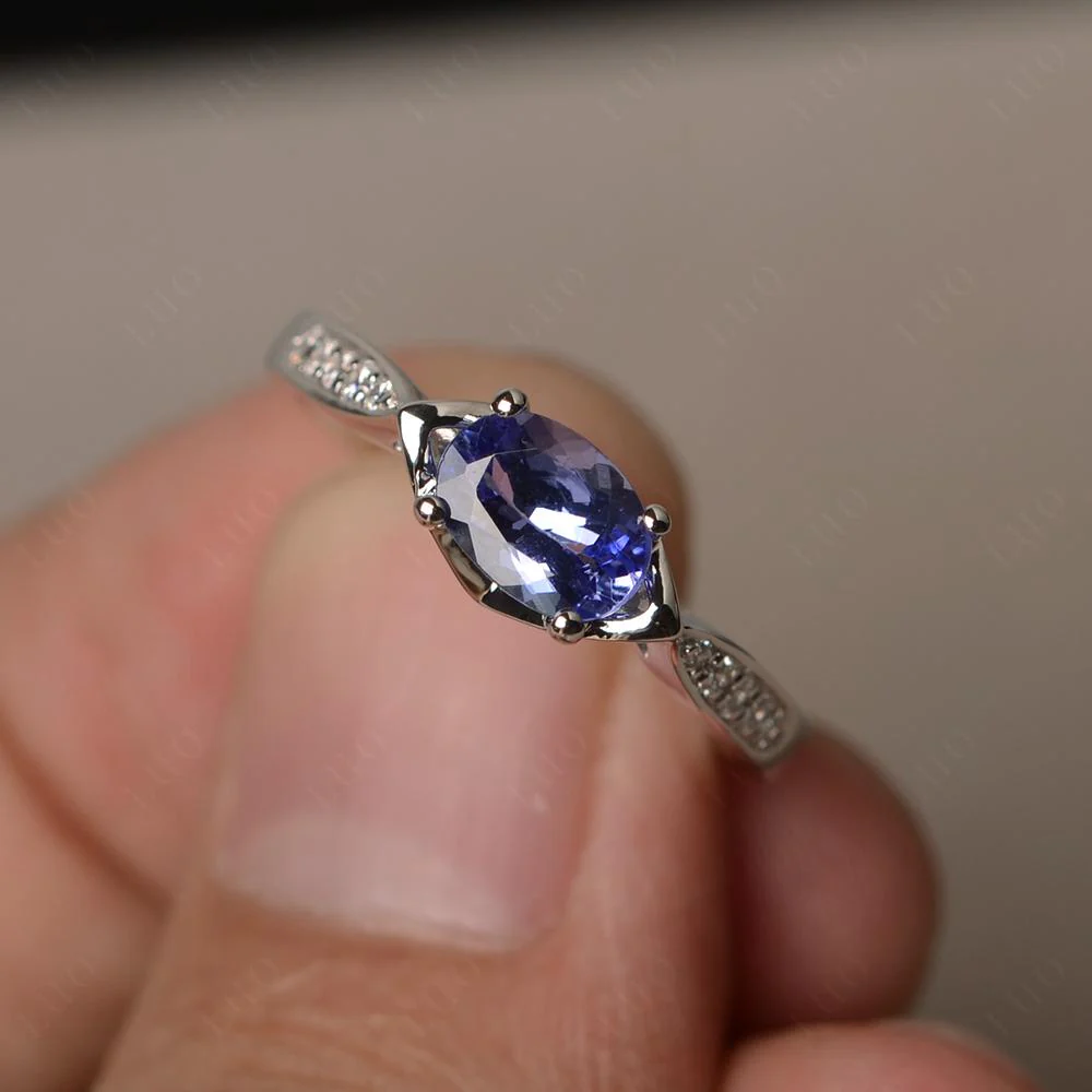 Petite Oval Horizontal Tanzanite Ring - Image 10