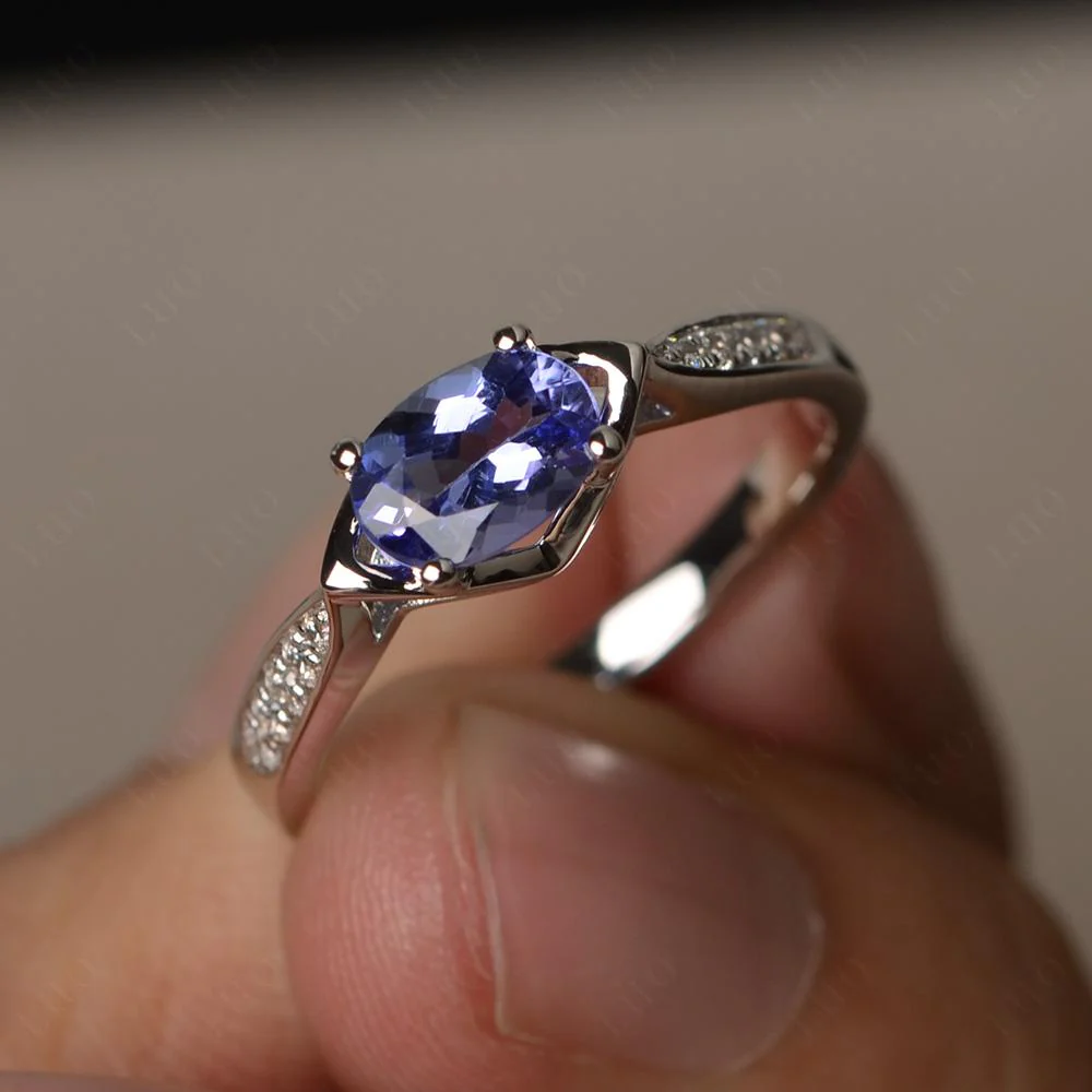Petite Oval Horizontal Tanzanite Ring - Image 11