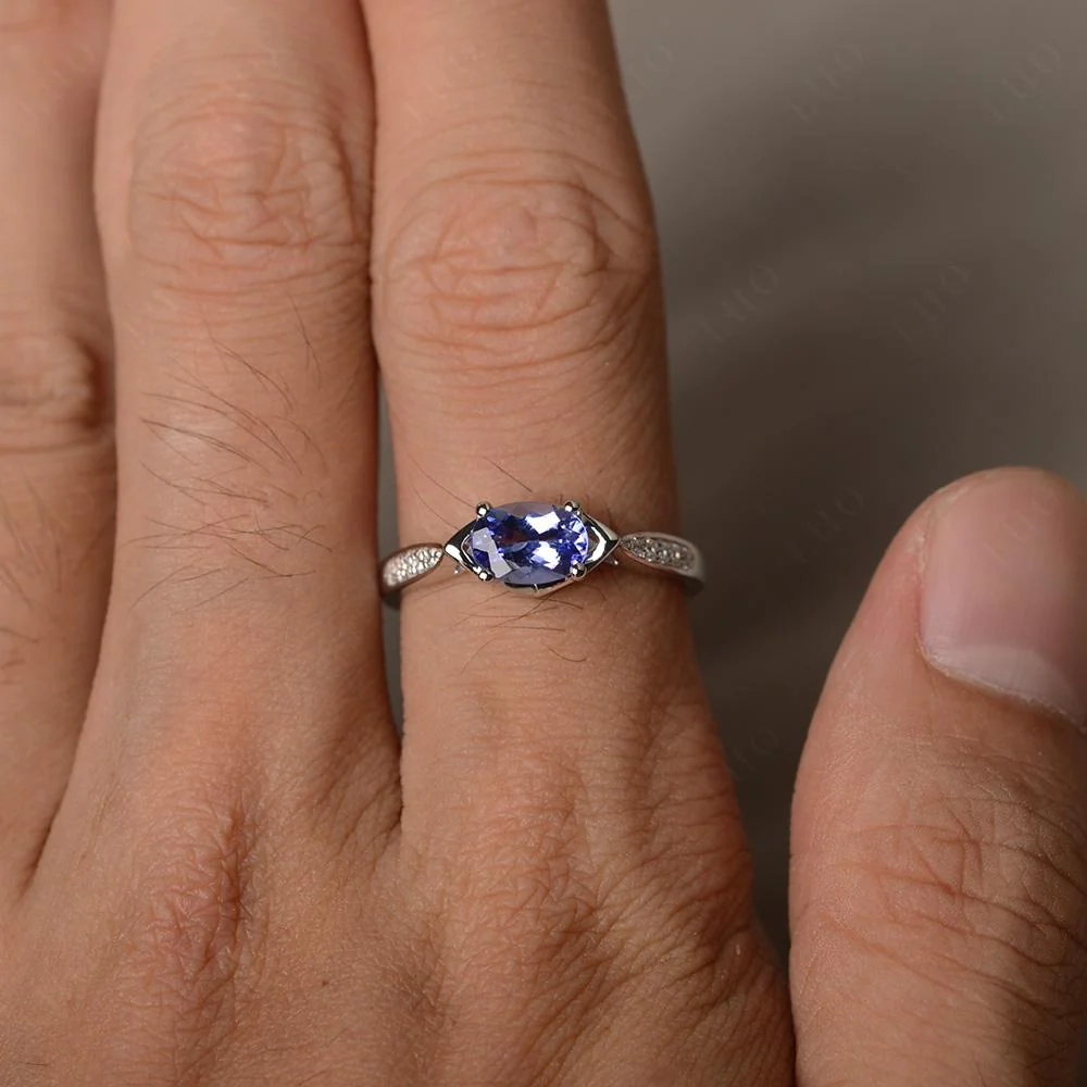 Petite Oval Horizontal Tanzanite Ring - Image 13