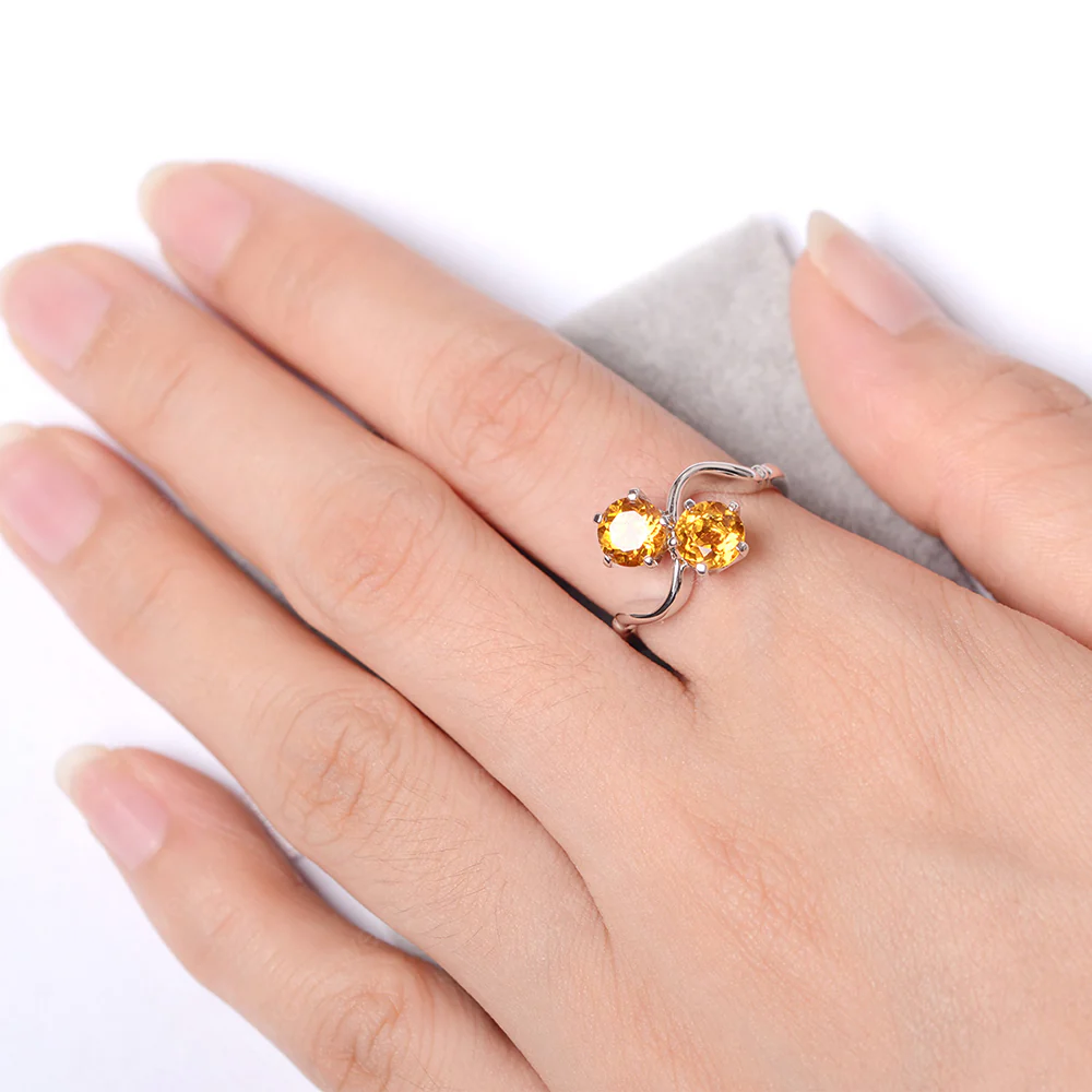 Citrine Ring 2 Stone Twist Ring - Image 4