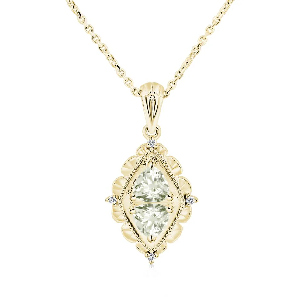 Vintage Two Stone Green Amethyst Necklace - Image 4