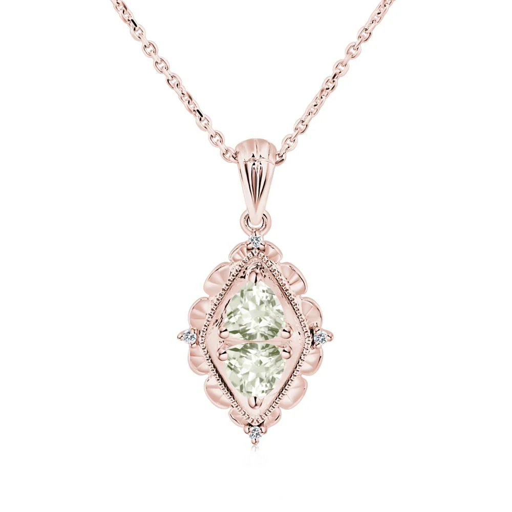 Vintage Two Stone Green Amethyst Necklace - Image 5