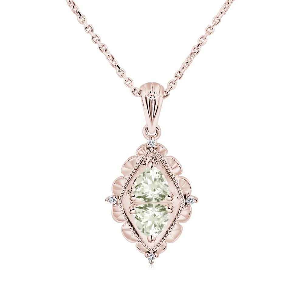 Vintage Two Stone Green Amethyst Necklace - Image 6