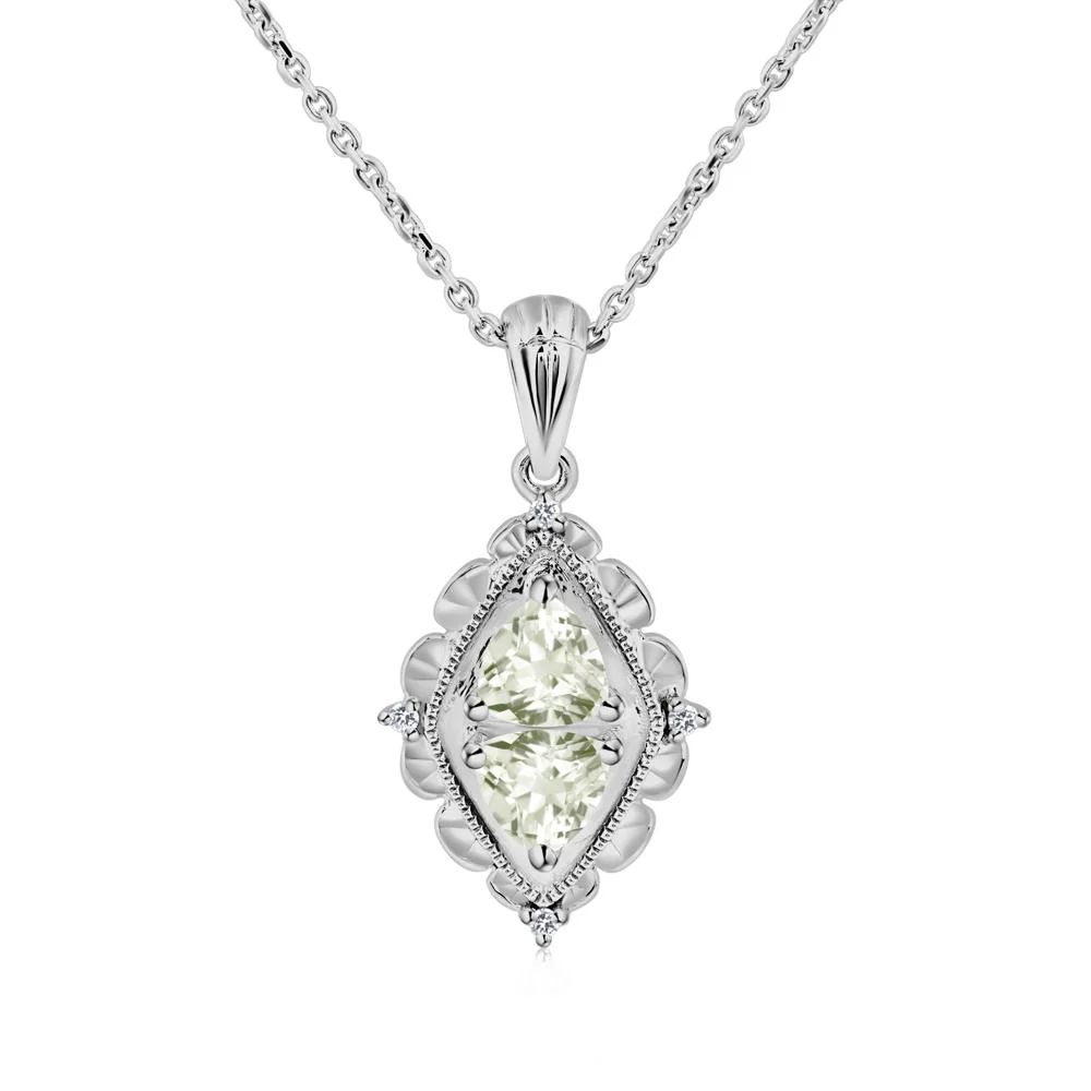 Vintage Two Stone Green Amethyst Necklace - Image 8