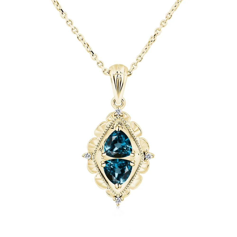 Vintage Two Stone London Blue Topaz Necklace