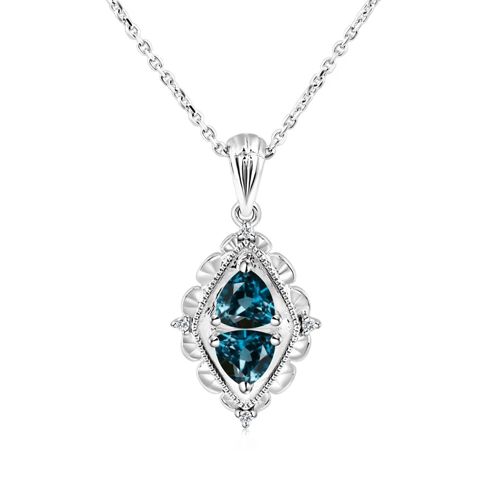 Vintage Two Stone London Blue Topaz Necklace - Image 3