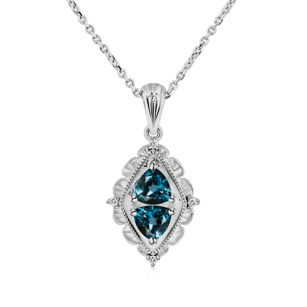 Vintage Two Stone London Blue Topaz Necklace - Image 4