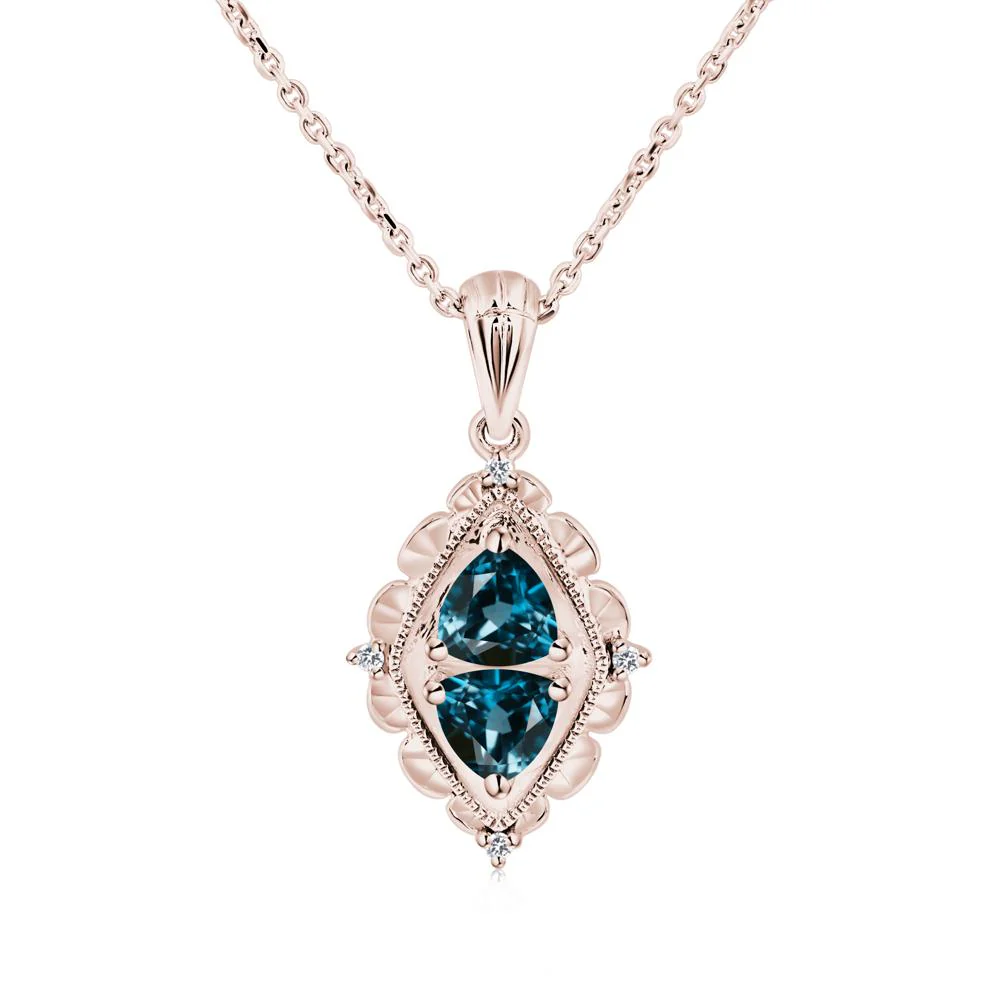 Vintage Two Stone London Blue Topaz Necklace - Image 5