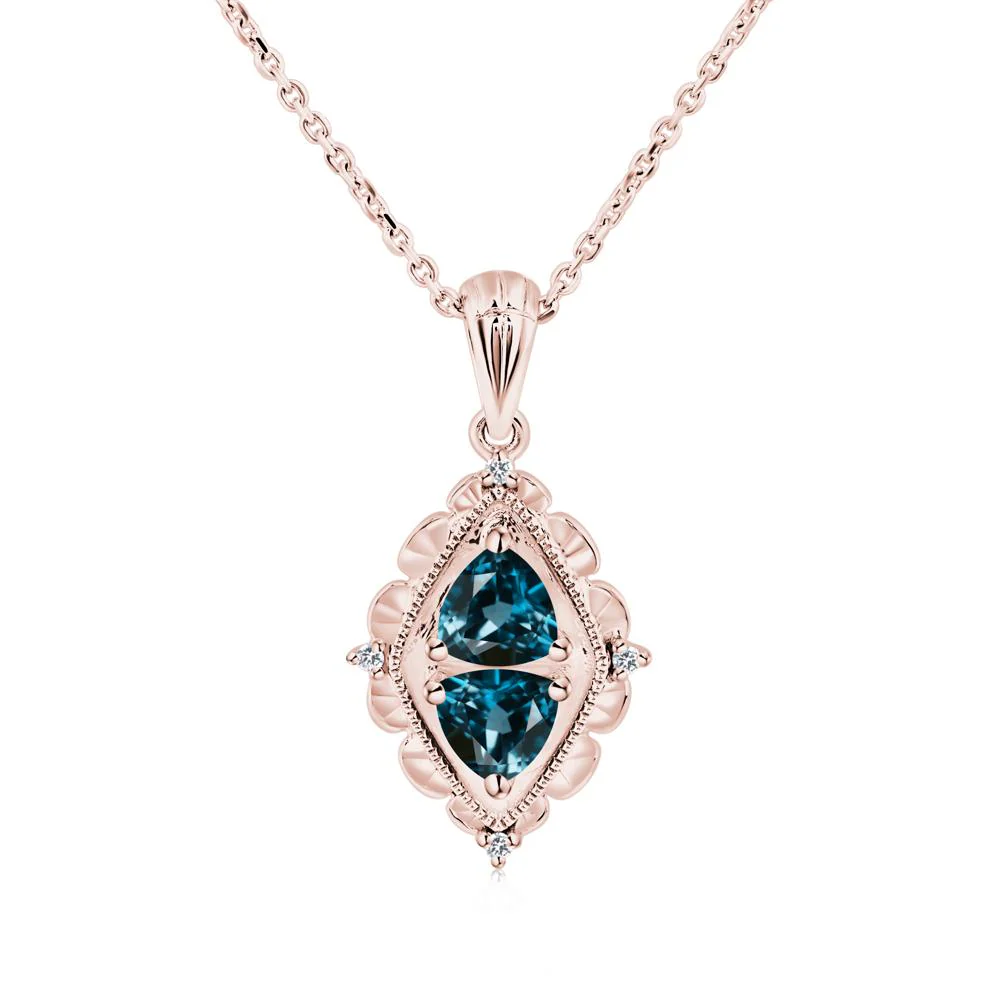 Vintage Two Stone London Blue Topaz Necklace - Image 6