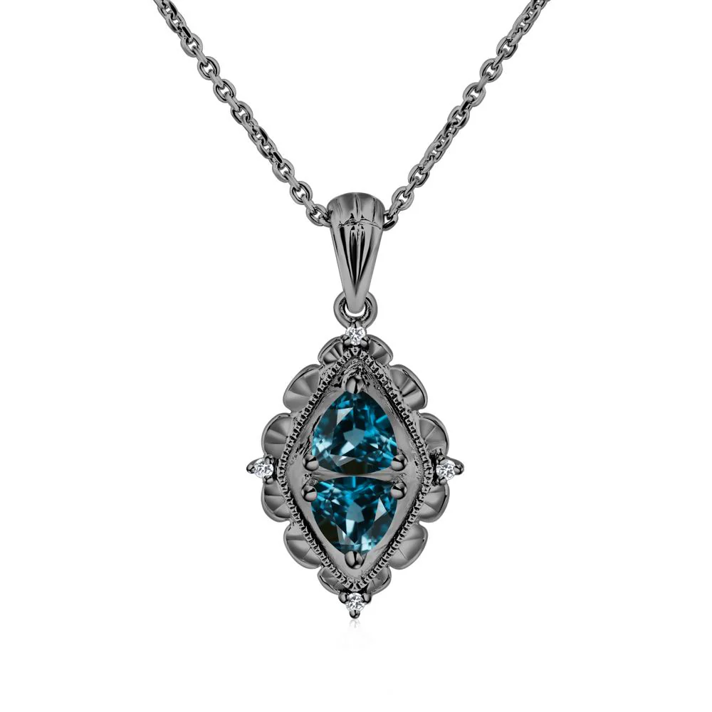 Vintage Two Stone London Blue Topaz Necklace - Image 7